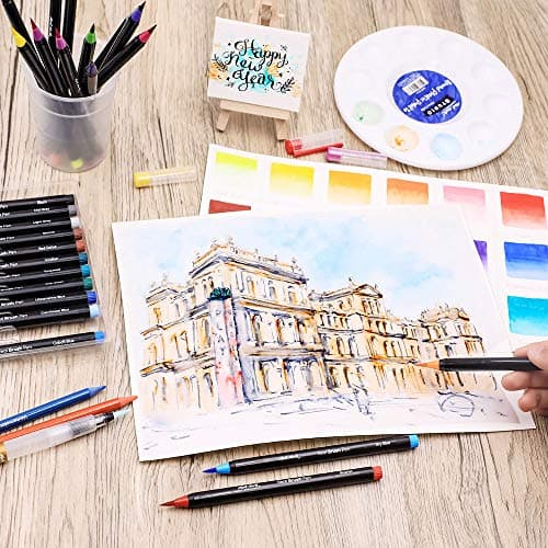 MONT MARTE Feutres Coloriage 24 Brush Pens Peinture à eau Idéal pour Dessin et Calligraphie