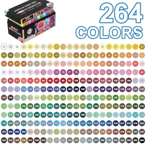 Set de 264 feutres acryliques NICETY - Marqueurs multi-supports pour peinture sur pierre, bois, céramique et verre - Poi