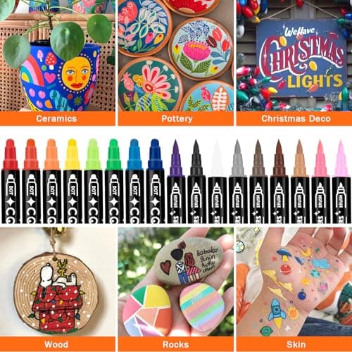 Marque Acrylic Paint Markers Colpart 36 Feutres à Double Pointe pour Peindre sur Roche, Bois et Toile - Materiaux Artist
