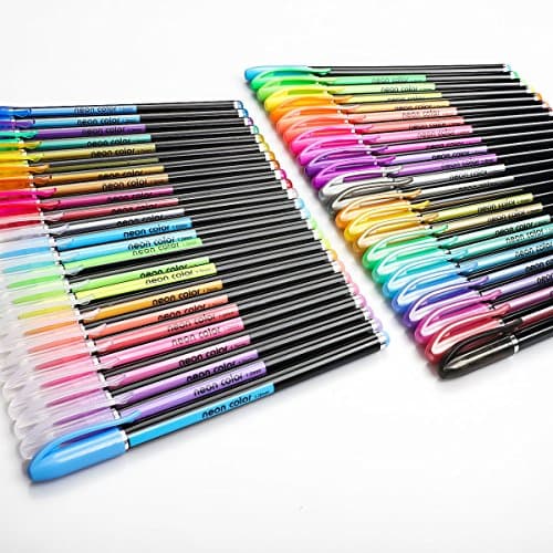Mutsitaz 48 Stylos Gel Métallique Paillettes Néon Pastel Peinture Écriture Coloriage Adultes