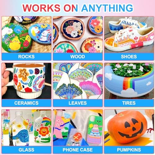 Lyuvie 100 Couleurs Feutre Marqueur Peinture Acrylique pour Les Artisans etétudiants, Usage Multifonctionnel et Qualité
