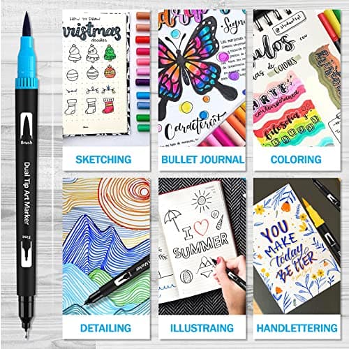 Stylo à aquarelle feutre coloriage 36 couleurs pour adulte mandala bullet journal calligraphie 0,4 mm 1-2 mm