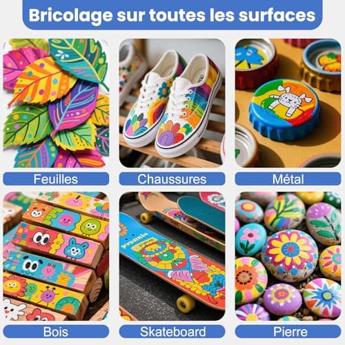 Funnasting Feutre Acrylique 80 Couleurs Pointe Double pour Peinture sur Verre et Tissu Marqueur Acrylique Pointe Fine et
