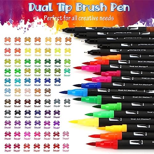 MZH Art marqueurs à pinceau à double extrémité conviennent aux adultes et aux enfants pour colorier et dessiner - set de