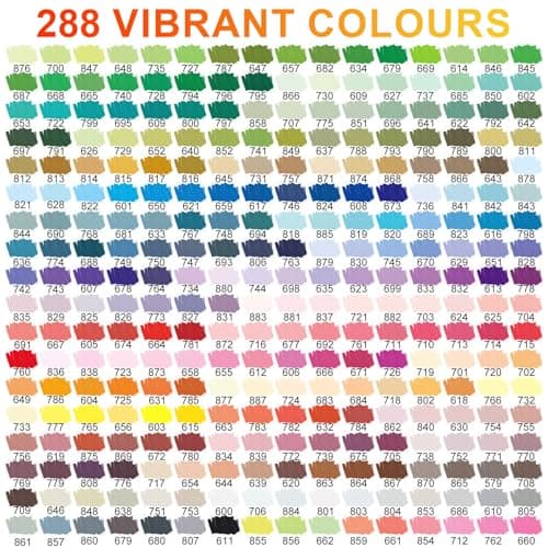 Laconile Marqueurs Acryliques - Portable Nuancier 288 Couleurs, Idéal pour Artisans et Artistes - Verre, Céramique & Pie