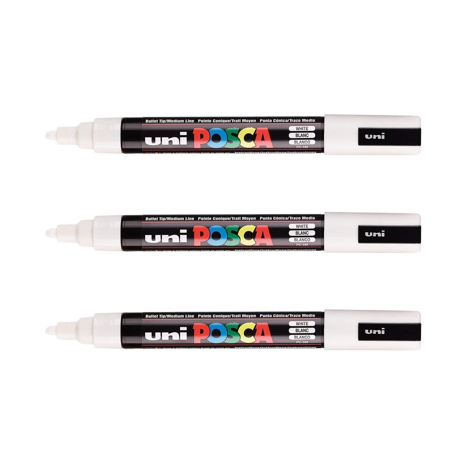 Marque POSCA Mitsubishi 3 Marqueurs Blancs PC5M Pointe Conique Pour Peinture à Base d'Eau Tous Supports.createClass()