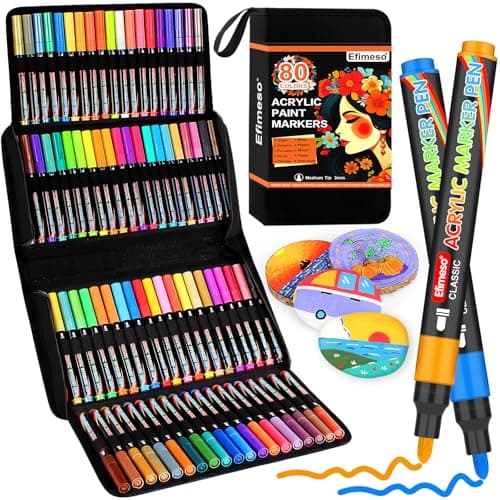 Marqueurs Efimeso 240 Couleurs Acryliques pour Artiste en Sculpeur, Peintres et Amateurs, Survient avec Sac pour Transpo — multicolore