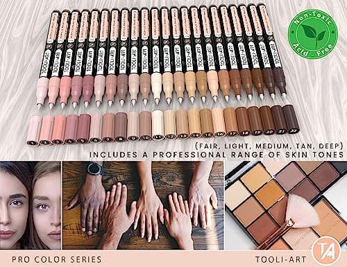 TOOLI-ART Skin Pro Color Series Lot de 22 marqueurs acryliques - Pointe extra fine - Non toxiques - Idéaux pour peinture