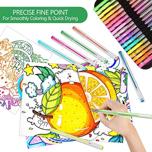 Melifluo Lot de 120 Stylos Gel Pailletés - 60 Couleurs avec 60 Recharges pour Coloriage et Dessin - Idéal pour Adulte et