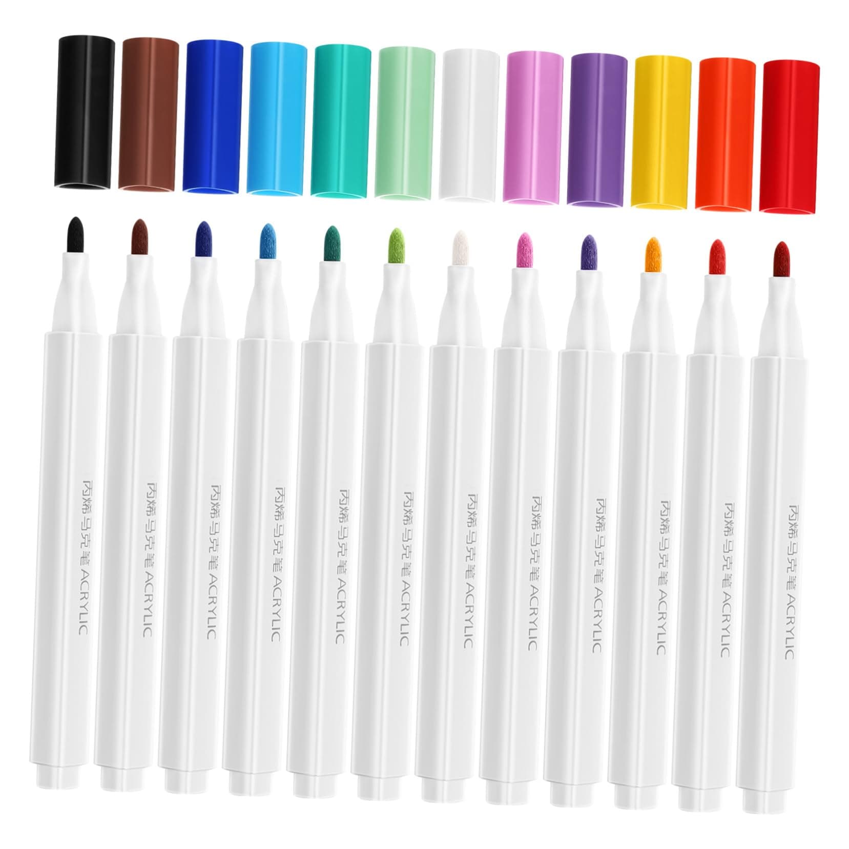 DIYEAH Couleurs Acryliques Feutres Marqueurs 12 Pièces pour Art et Artisanat - Idéaux pour Peindre Toile