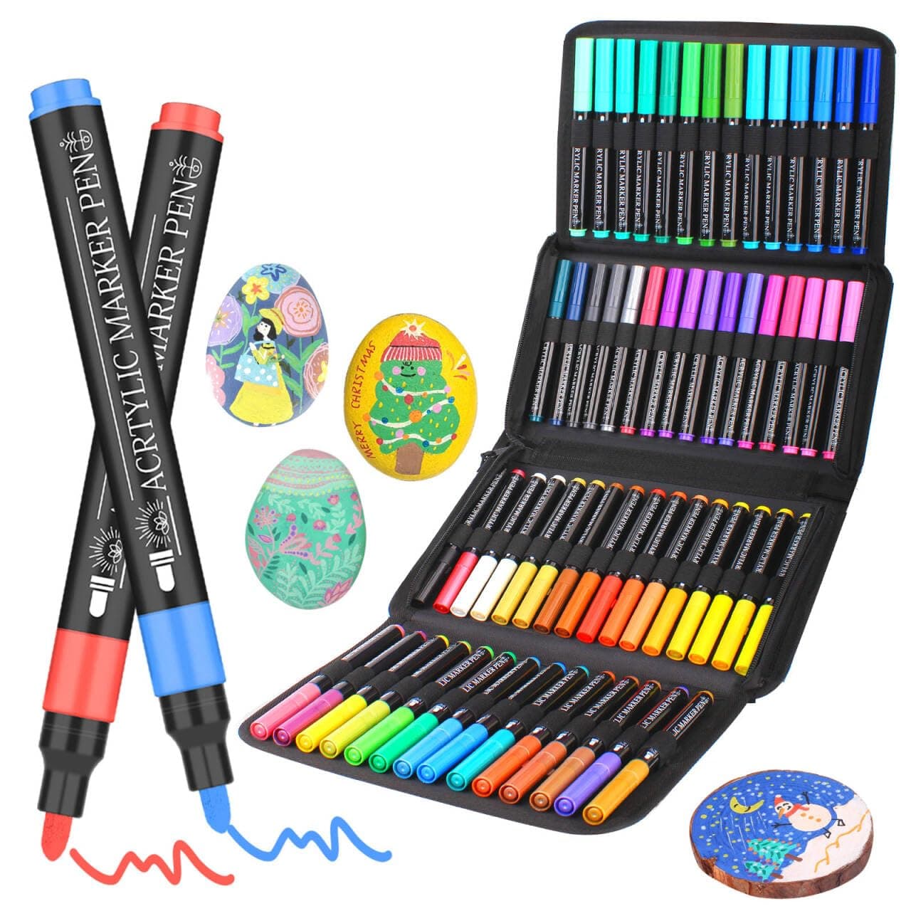 Stylos Peinture Acrylique 60 Feutres – Séchage Rapide, Résistant et Couleurs Vives