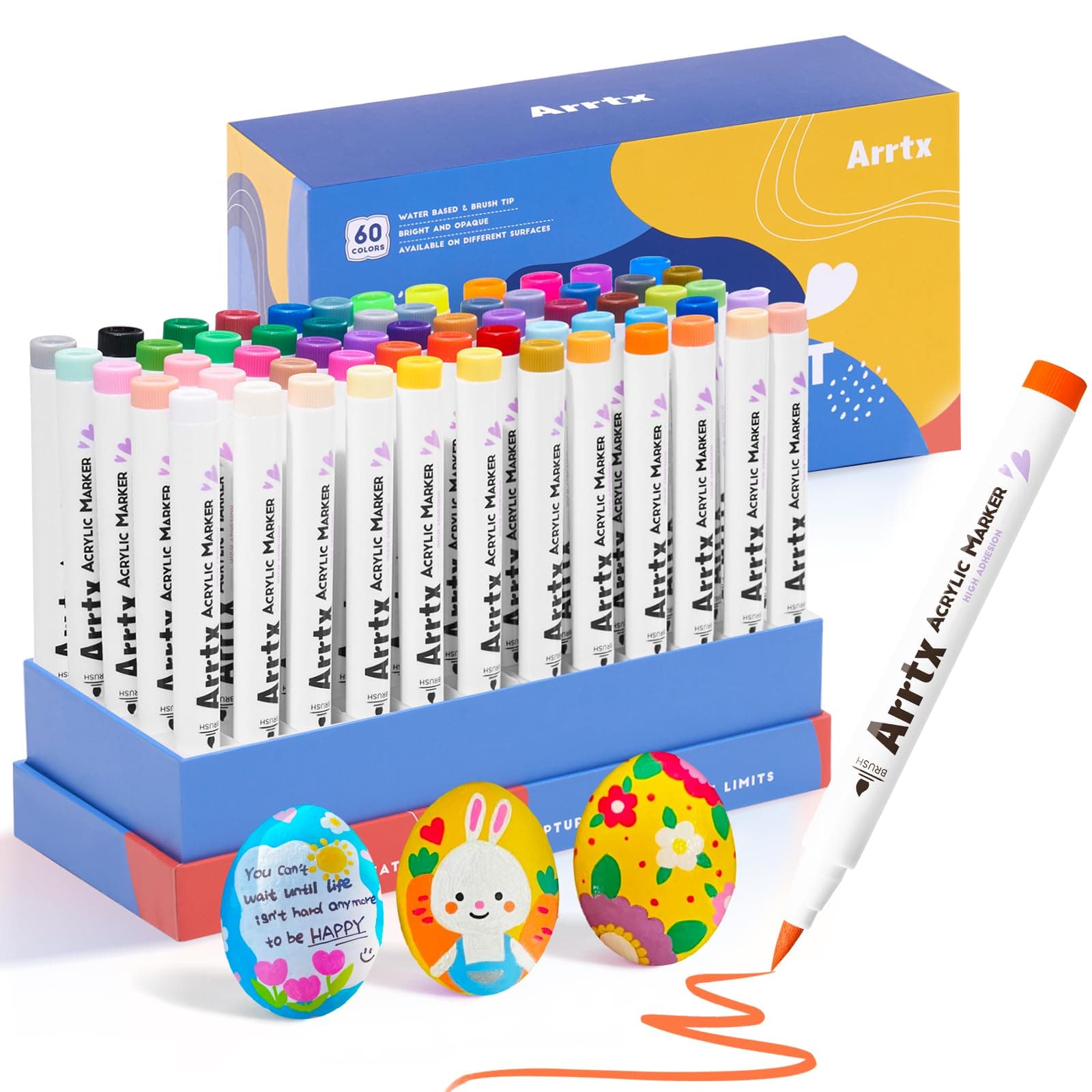 Arrtx Marqueurs 60A Imperméables pour Peinture sur Pierre, Œufs de Pâques, HobbyistesJamais Sans Tache Nombreux Formats