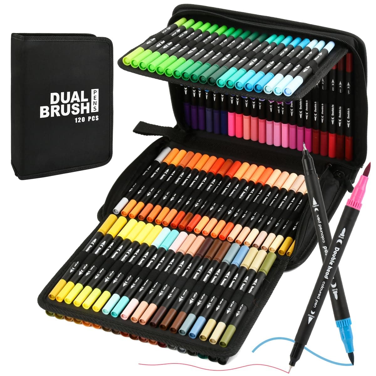 YOPEUC Double Pointe Feutre Acrylique 120 Couleurs pour Adulte, Coloriage et Création Artistique, Feutre Pinceau Aquarel