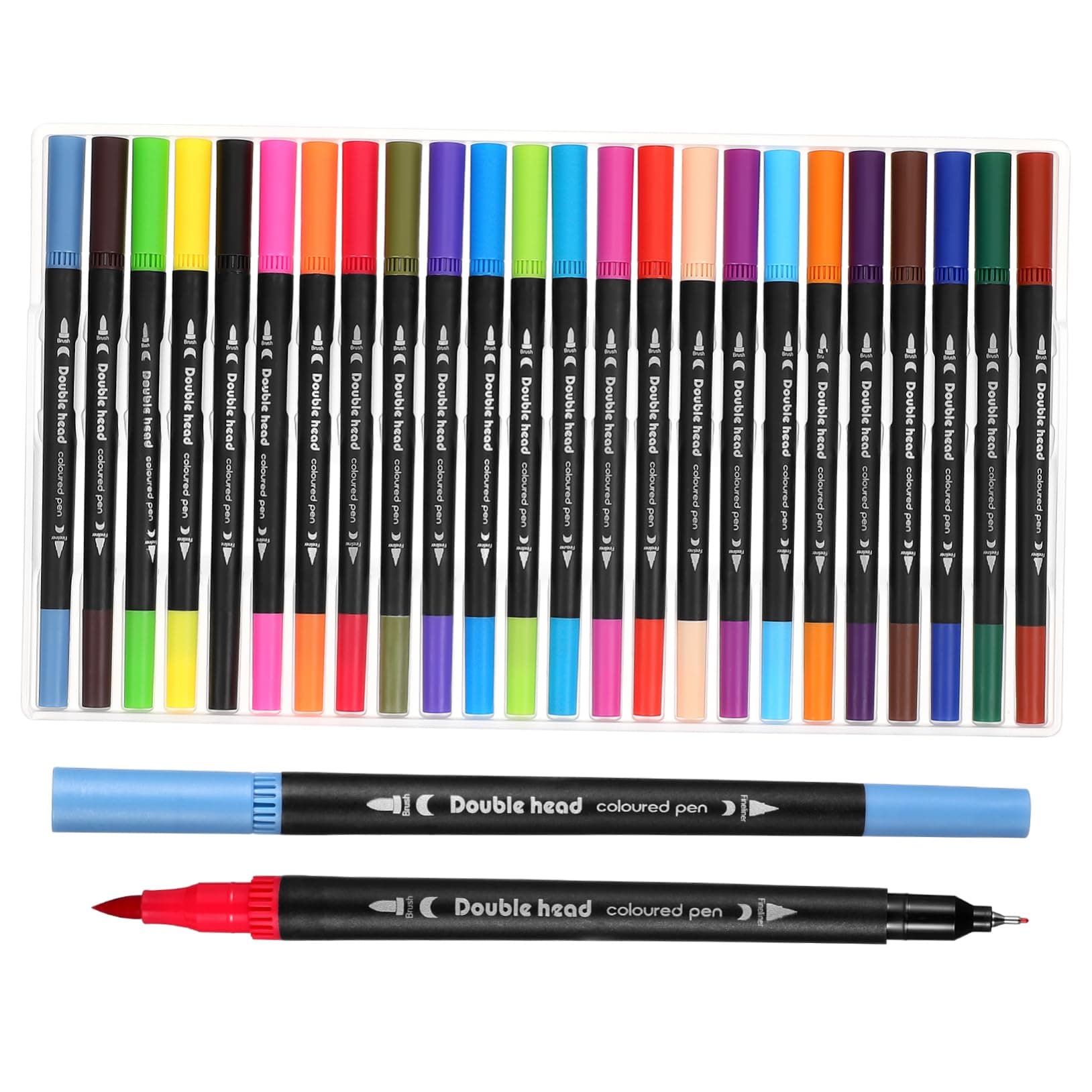 HOMSFOU 24 pièces pinceaux à double pointe marques aquarelle multicolores pour dessin et scrapbooking et prise de notes