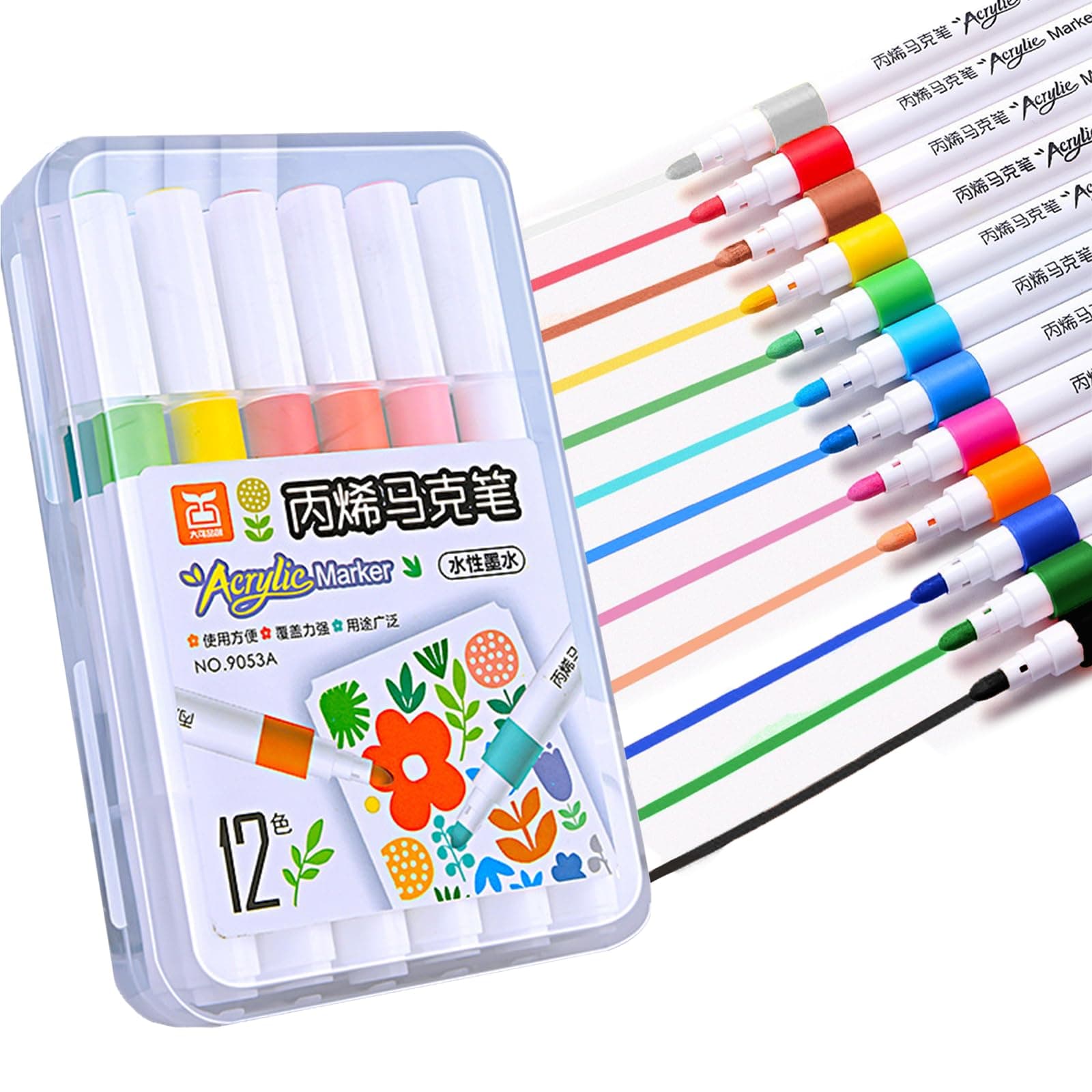 <think>

</think>

12 Couleurs Feutre Acrylique Pclapora, Marqueur Permanent pour Peinture sur Roche, Papier, Verre, Cér