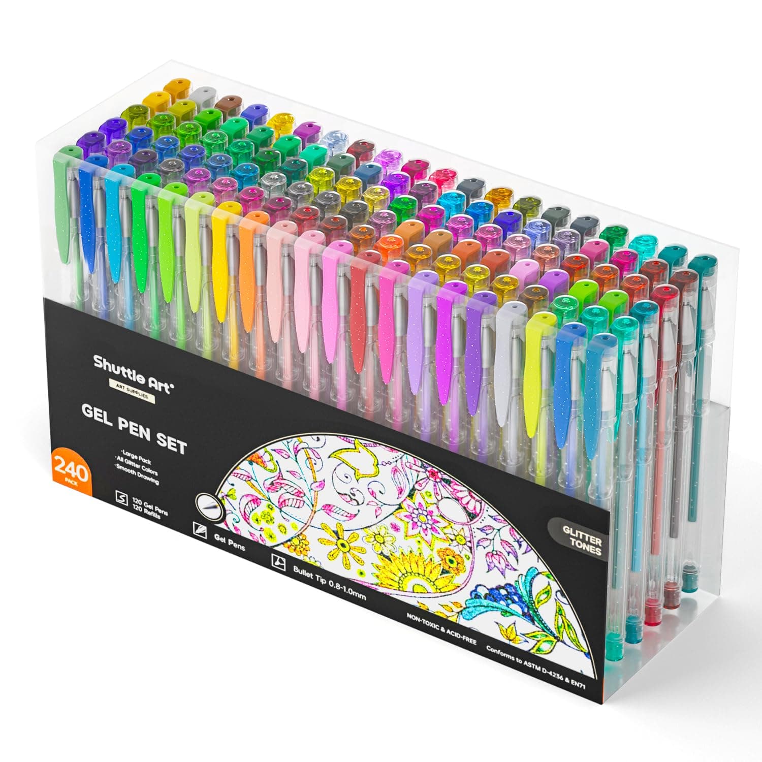 Stilleux gel pailleté Shuttle Art 240 pièces | idéal pour l'art et la créativité | recyclé_standard