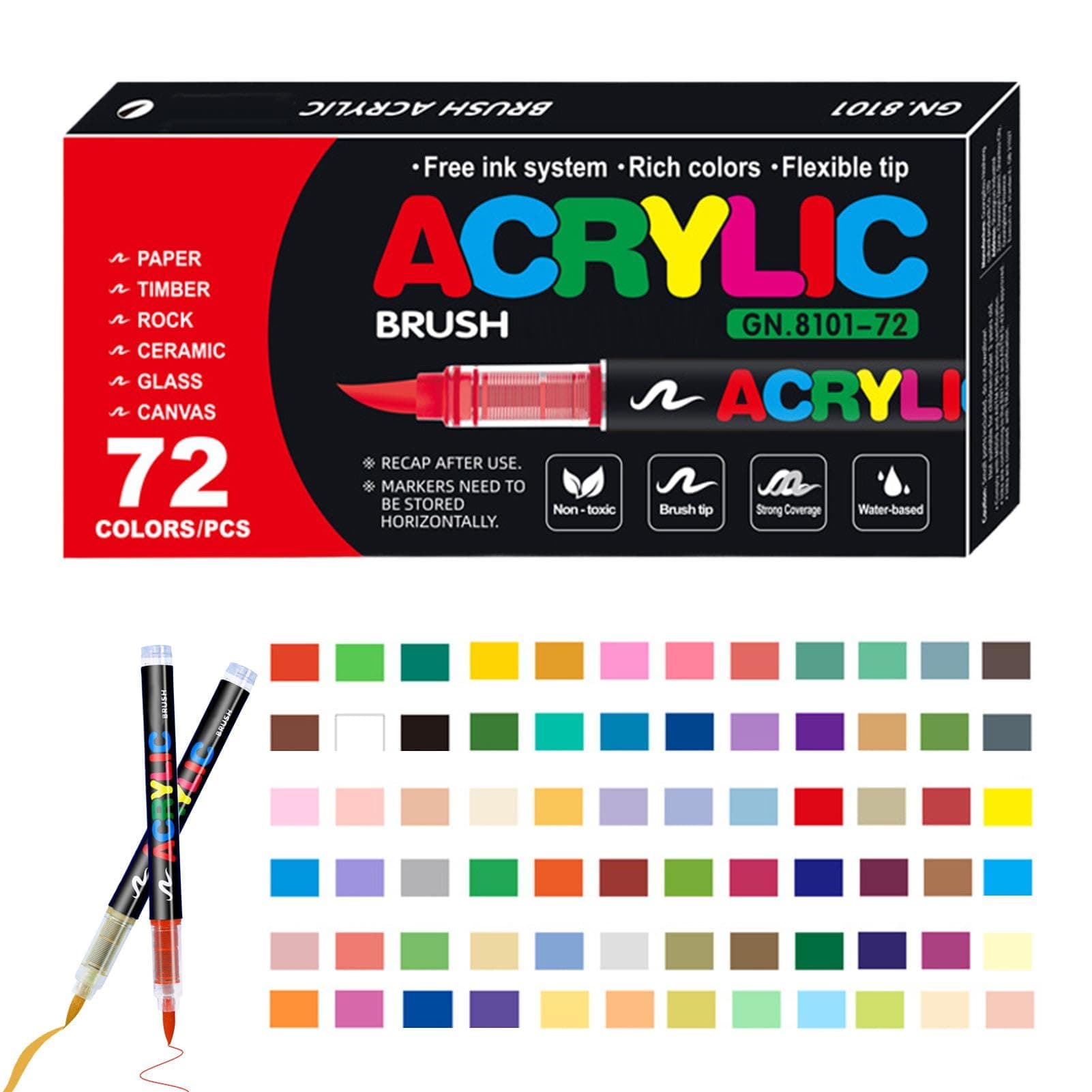 Nudorpn Marqueurs de pinceau en acrylique pour artistes, Set de marqueurs acryliques pour peinture, Pens pour peinture a