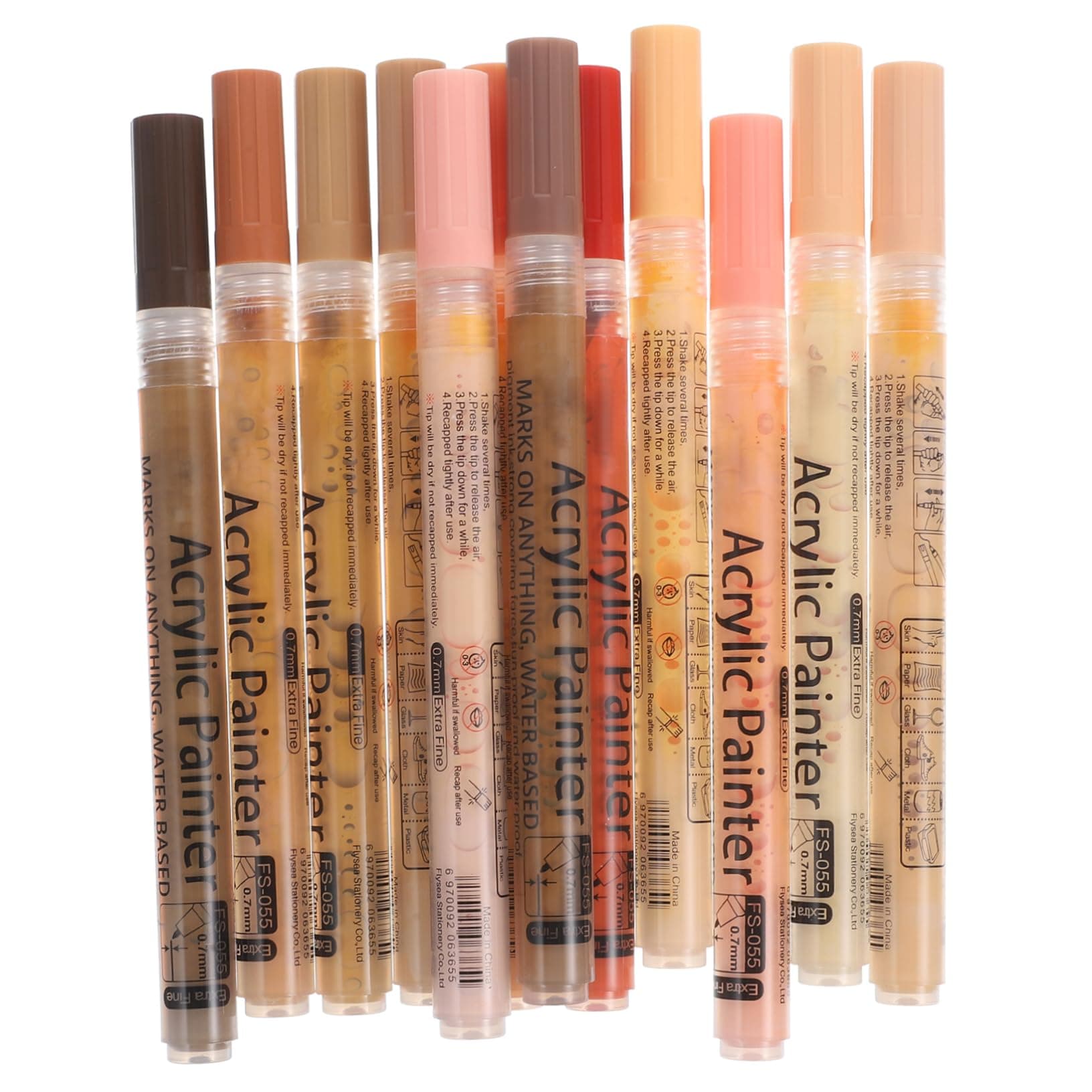 DIYEAH Marqueurs Acryliques Peau 12 Couleurs pour Artisans et Débutants - Idéaux pour Bricolage et Décoration Visage