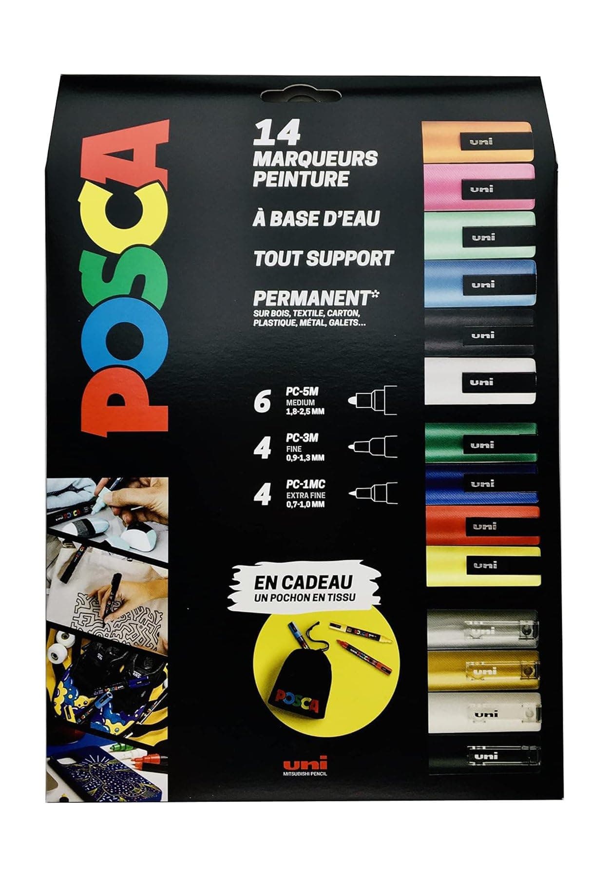 POSCA - Water-Based Paint Markers Maxi Pack Multi-Points pour Tous les Supports - 14 Marqueurs - Couleurs et Pointes Ass