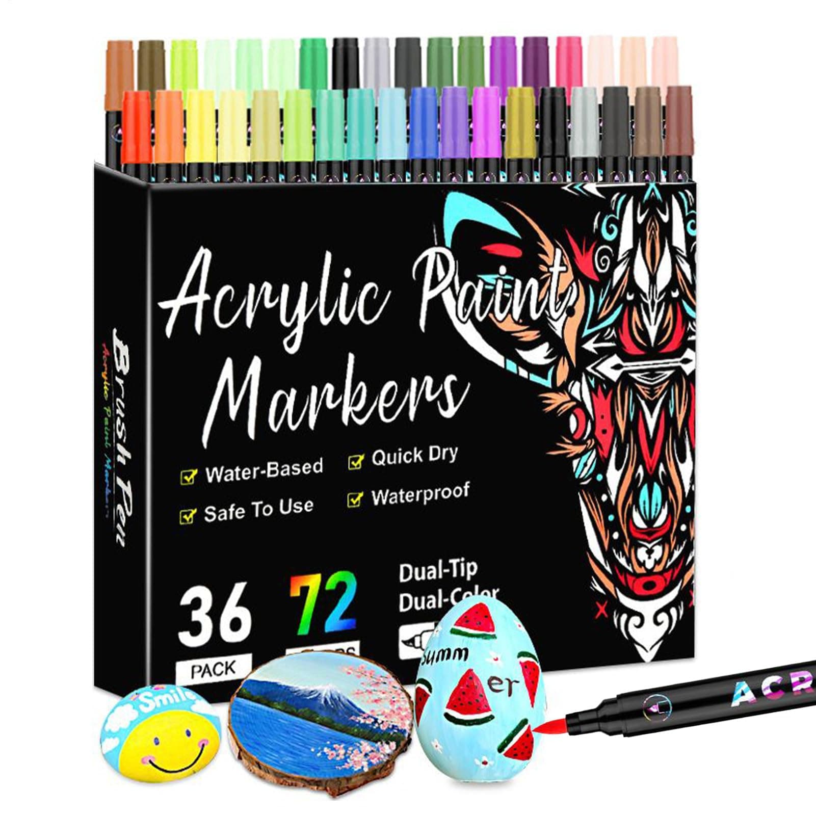 ETUCYNG Jeu De Feutres Acryliques 72 Couleurs Double Pointe | Adultes Fournitures Bureau Décoration
