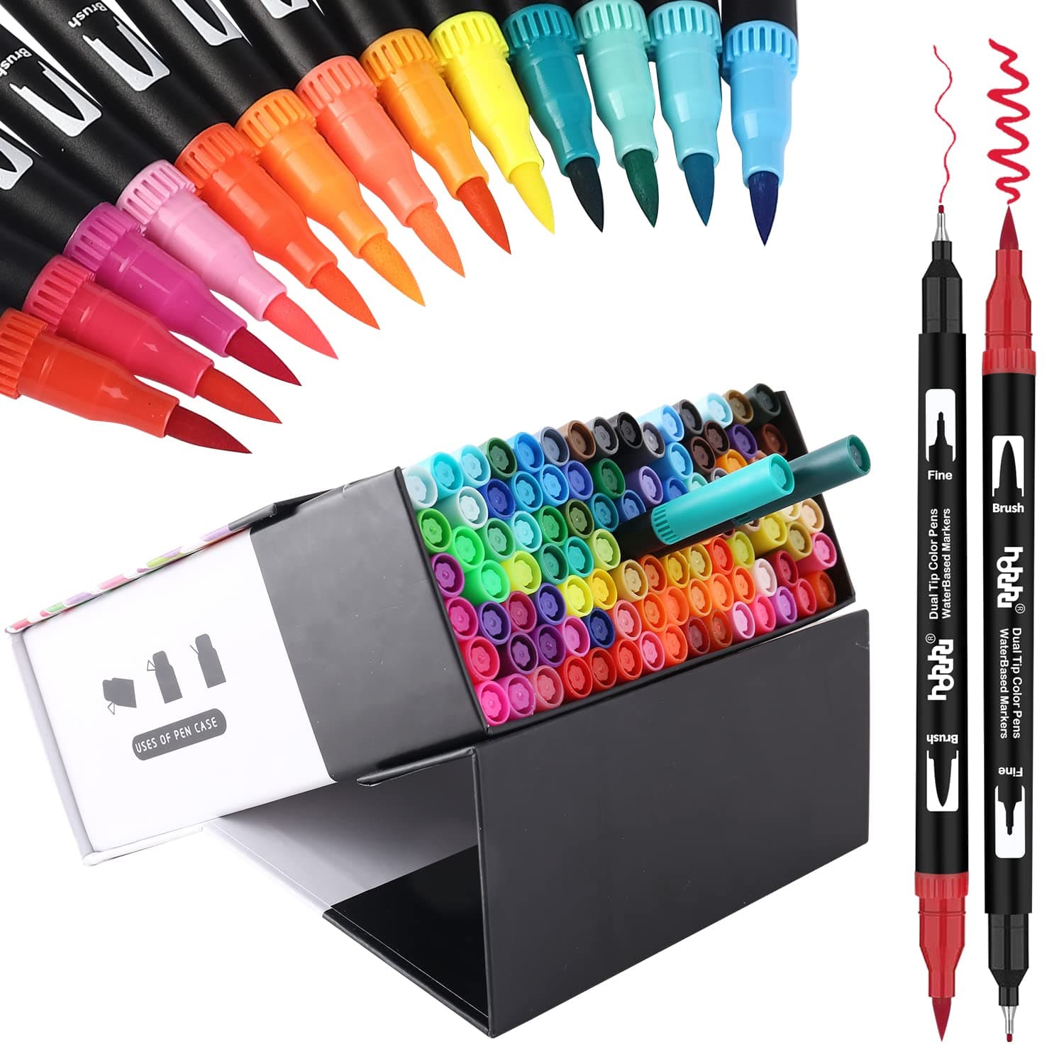 Stylos Feutre 100 Couleurs pour Calligraphie et Coloriage Adulte hho-100B