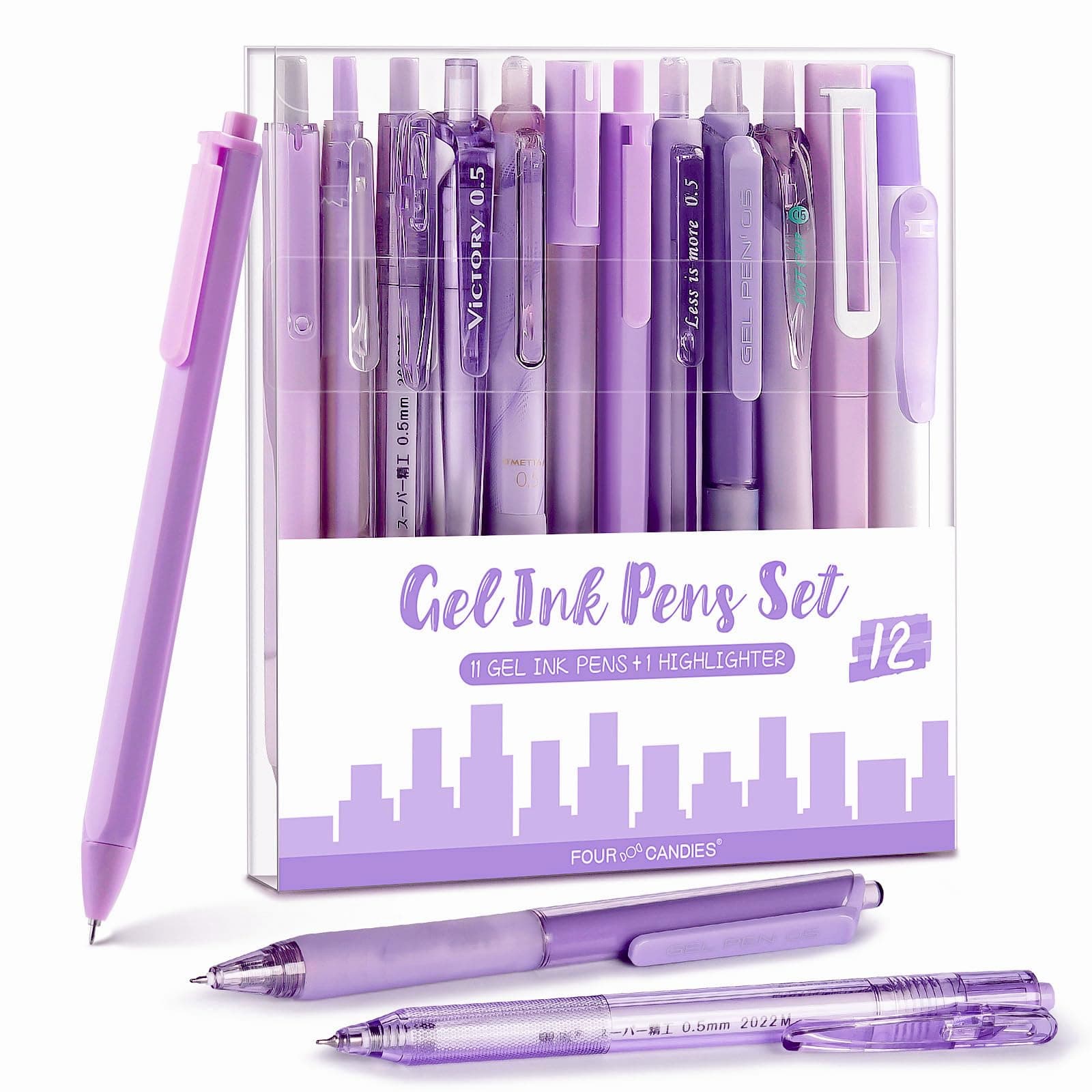 Four Candies Bleuet Crayon Set Neutral 11 Bons_feuillets et 1 Marcador, Pointe Fine Rétrogérez 0.5mm, Stylets Adhésifs M