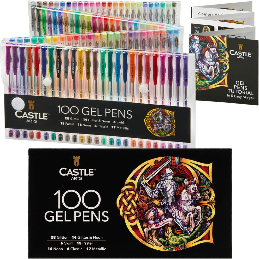 Set de 100 Stylos Gel pour Adultes | Boîte Premium | Dessin, Scrapbooking, Journaux | Couleurs, Effets Superbes – Marbré