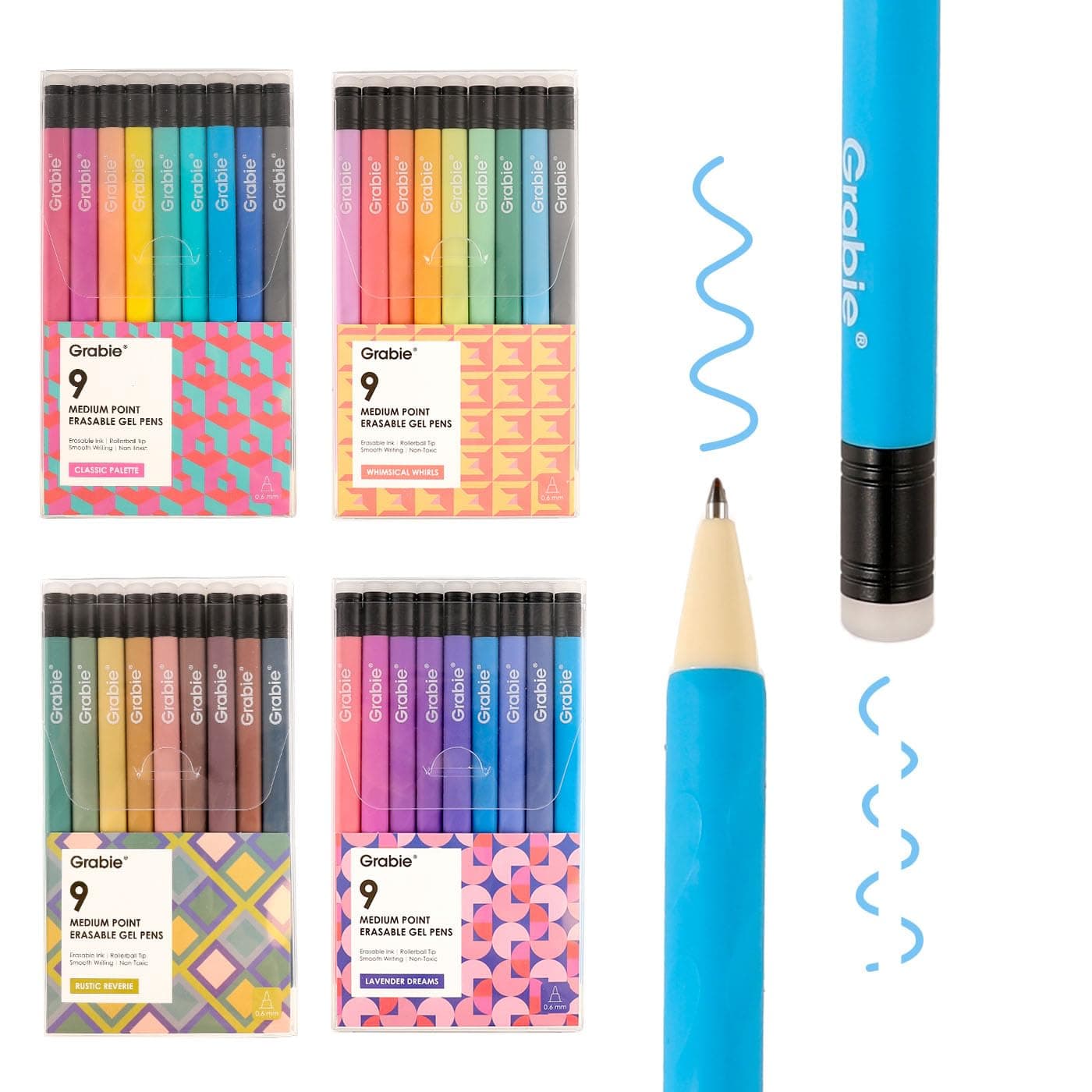 Stylos à encre gel effaçables Grabie 36 couleurs pour dessin et écriture, bons pour le planificateur, facilement effaçab