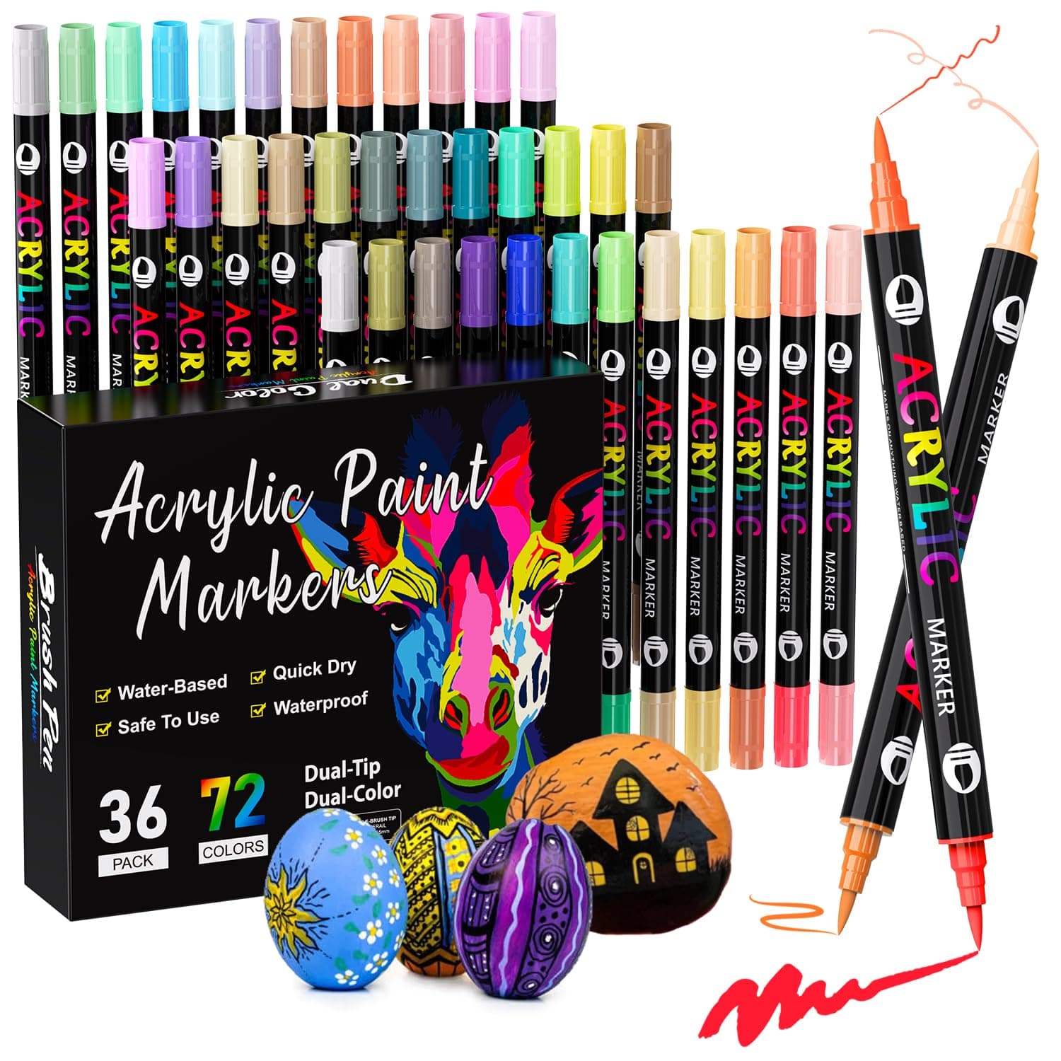 Marqueurs Peinture Acrylique Patamiyar 72 Couleurs pour Roche Toile DIY