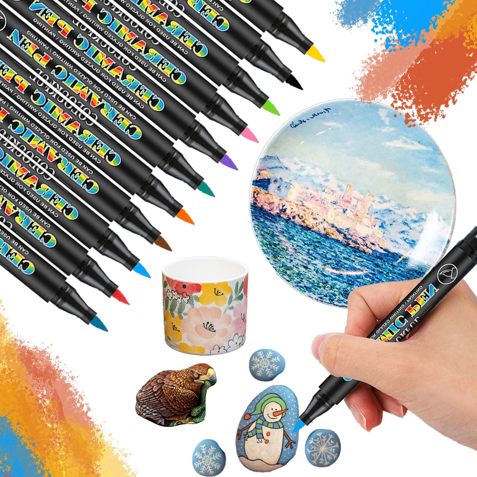Snowtain 12 Couleurs Feutres Acryliques pour Peinture Resistant à l'Eau sur Diverses Surfaces Parfait pour Artistes Entr
