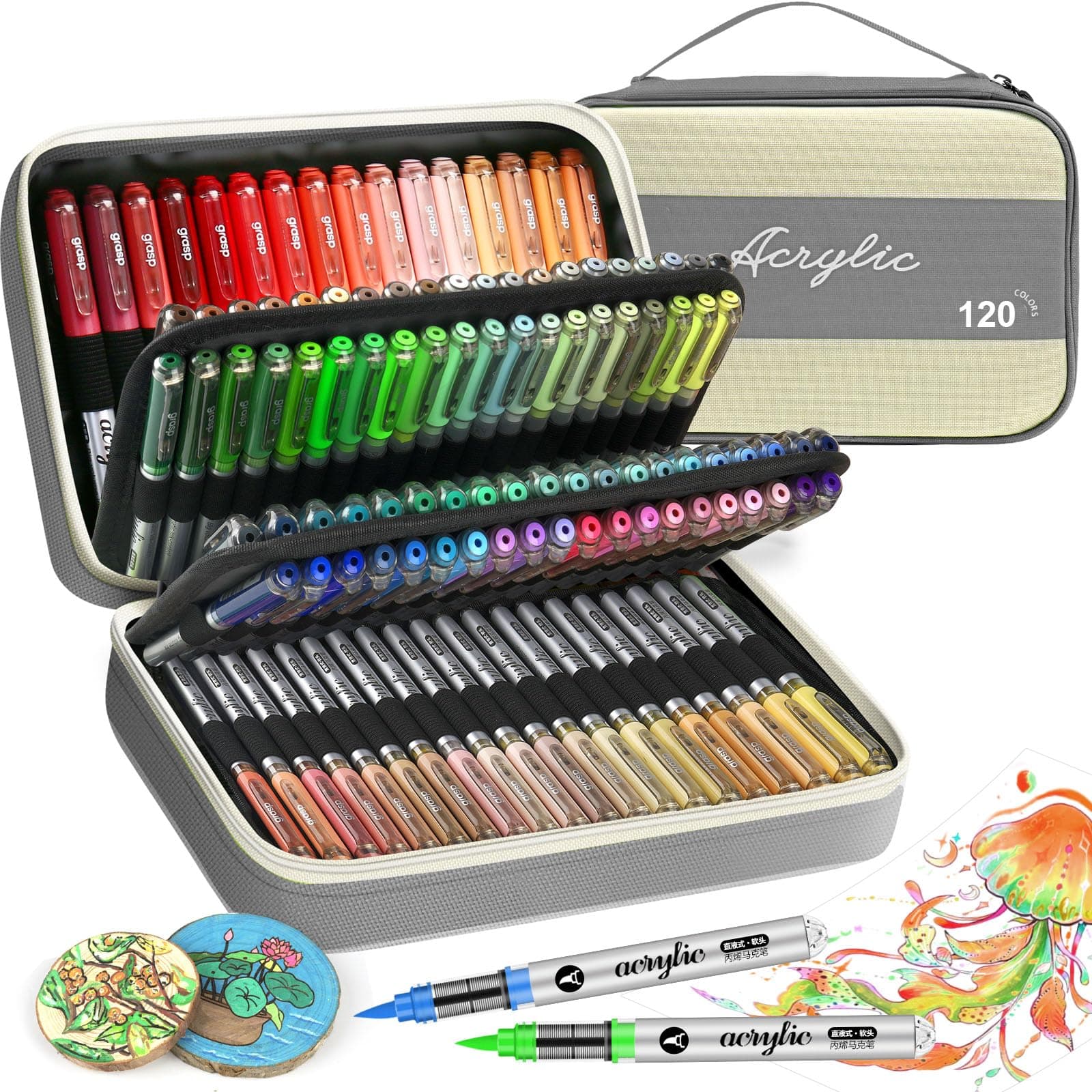 VividHues Feutre Acrylique 120 Couleurs - Marqueur Acrylique pour Peinture sur Bois, Toile, Verre et Céramique, Idéal po