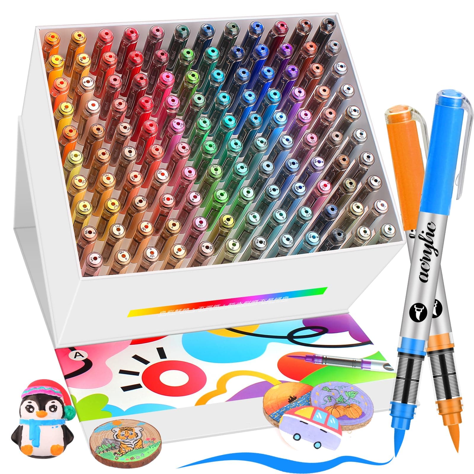 Marqueur Acrylique 120 Pcs pour Peinture sur Bois, Pierre, Céramique, Tissu & Coloriage Adulte - Acrylic Paint Marker