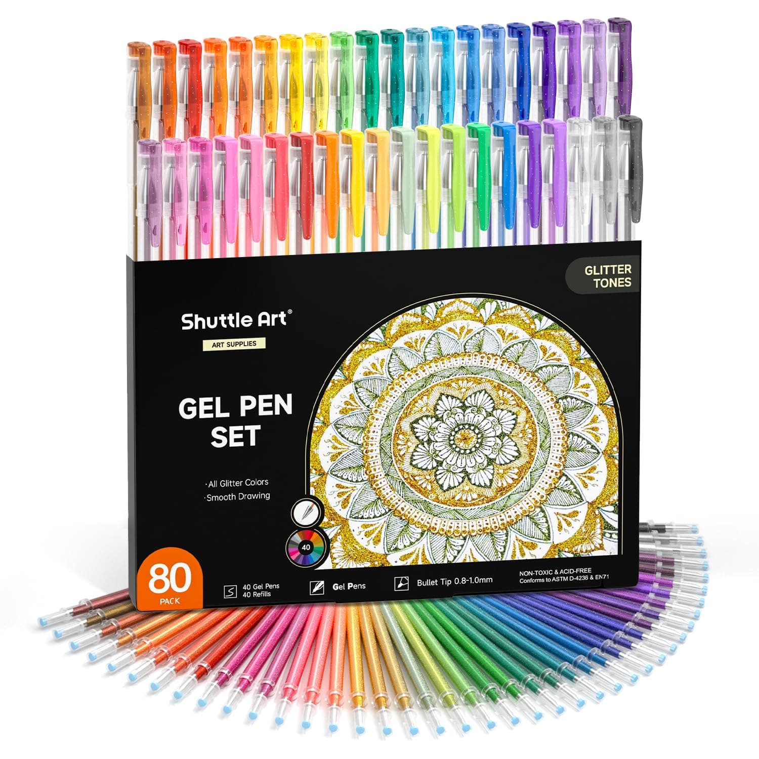 Stylos Pailletés Shuttle Art 80 Pièces pour Adultes et Enfants - Global Recycled Standard