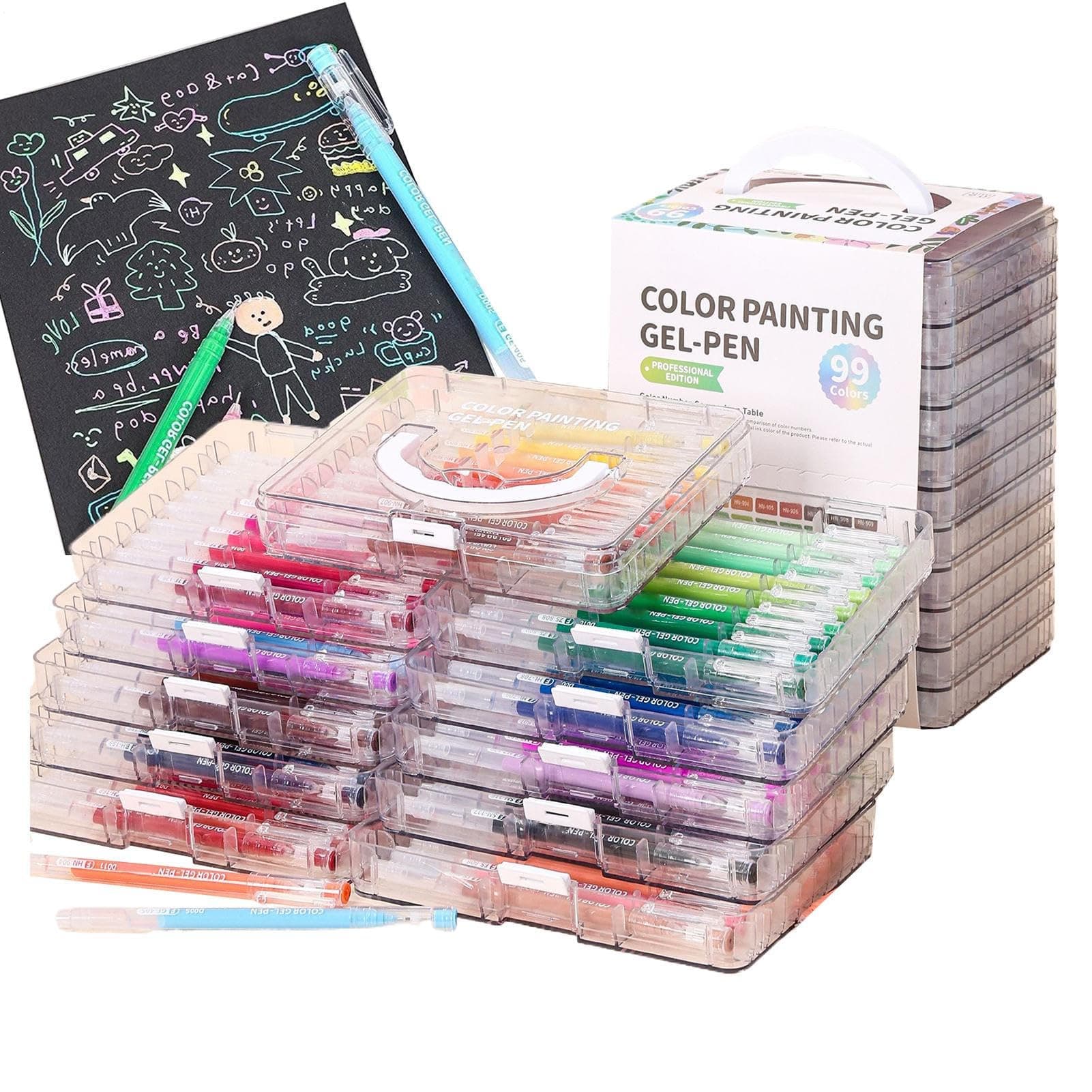 Marque Générique 45/72/99 Couleurs Gel Pen Set Facile À Utiliser Pour La Carte De Journal Portable Avec Boîte De Rangeme