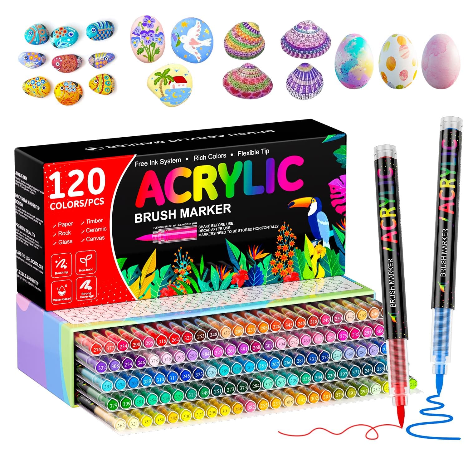 Patamiyar 120 Couleurs Feutre Acrylique pour DIY et Fournitures Artisanales, Marqueur Peinture Acrylique à Base D'eau, P