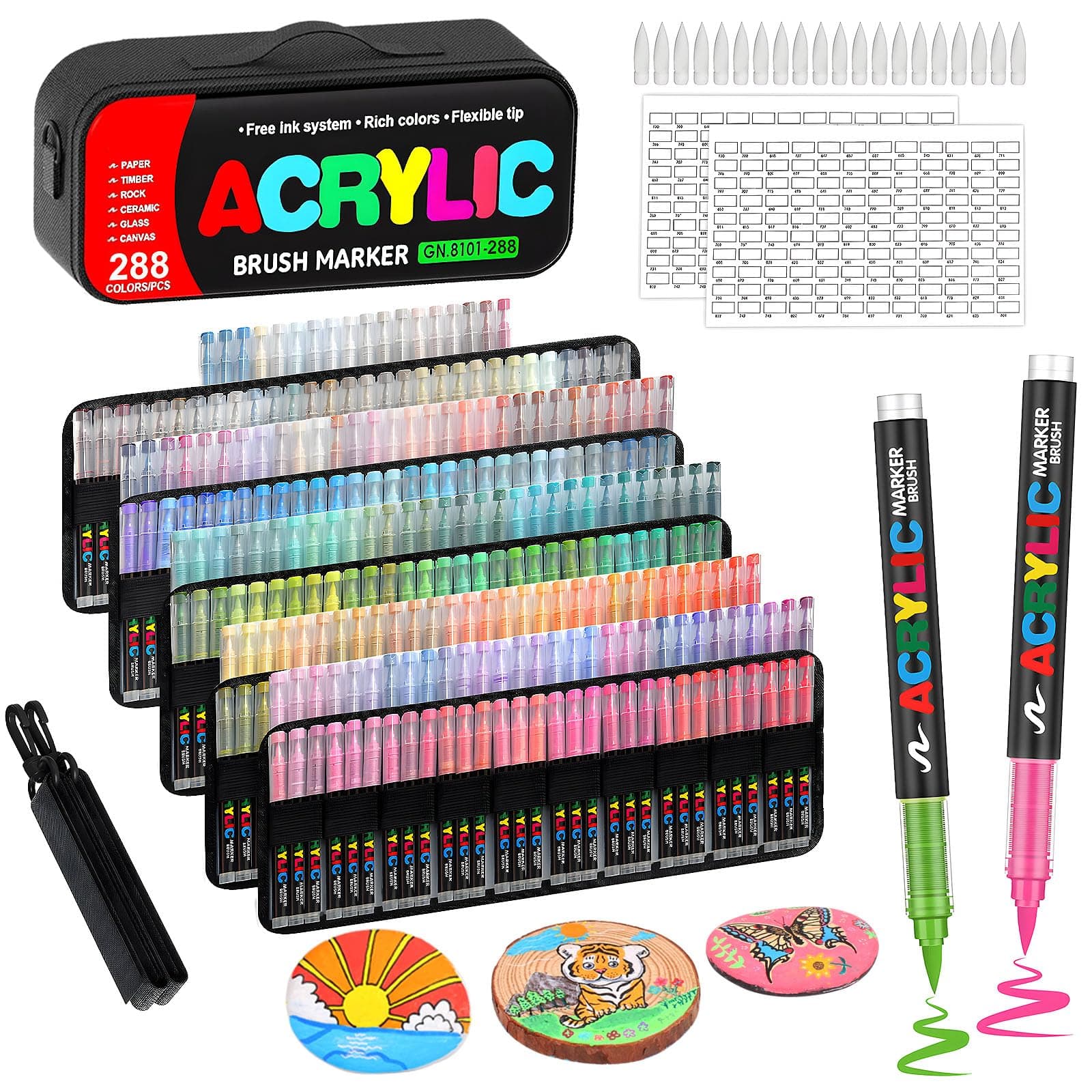 Laconile Marqueurs Acryliques - Portable Nuancier 288 Couleurs, Idéal pour Artisans et Artistes - Verre, Céramique & Pie
