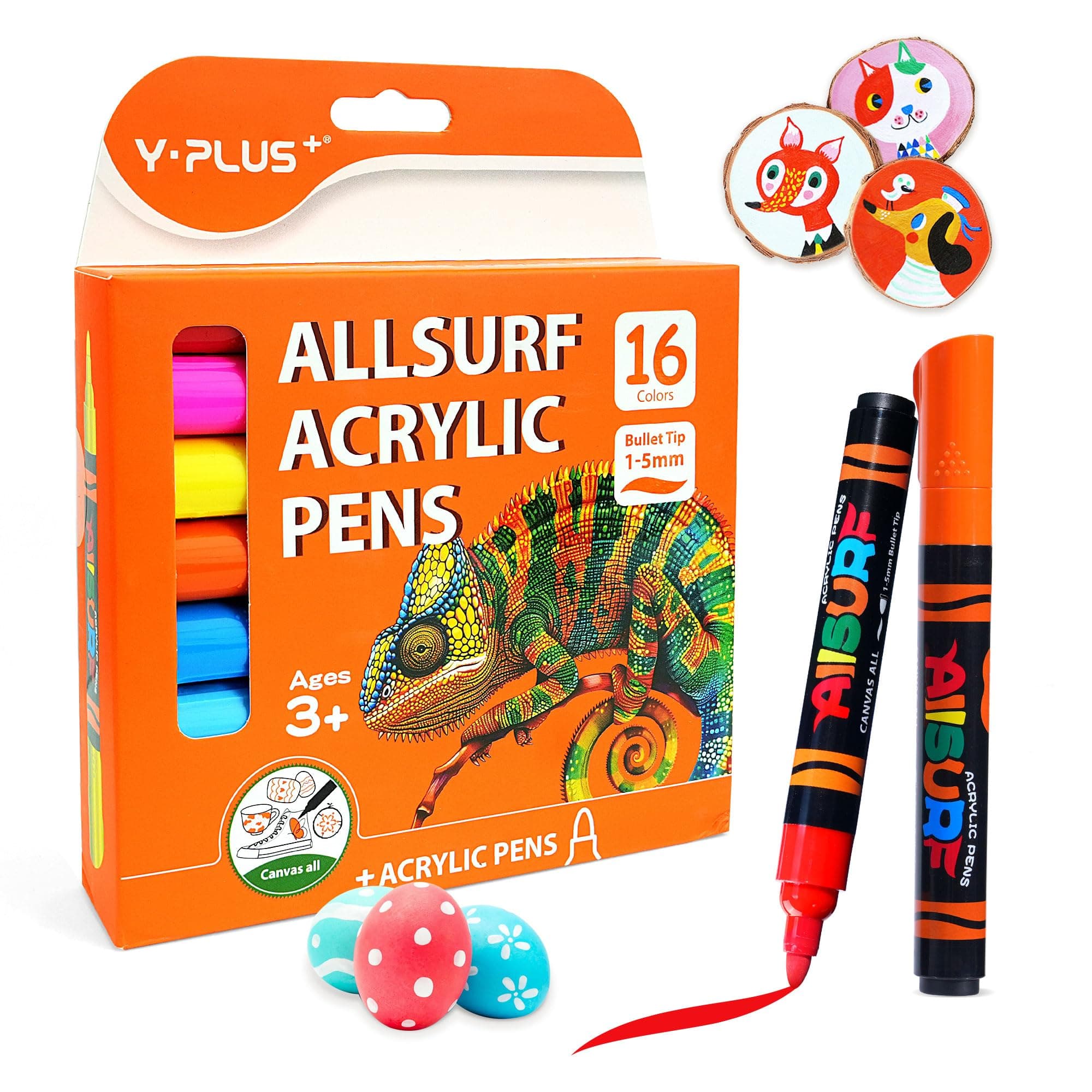 Markers YPLUS - Ensemble de 16 Couleurs de Marqueur Acrylique pour Dessin et Coloriage - Idéal pour Artistes et Enfants