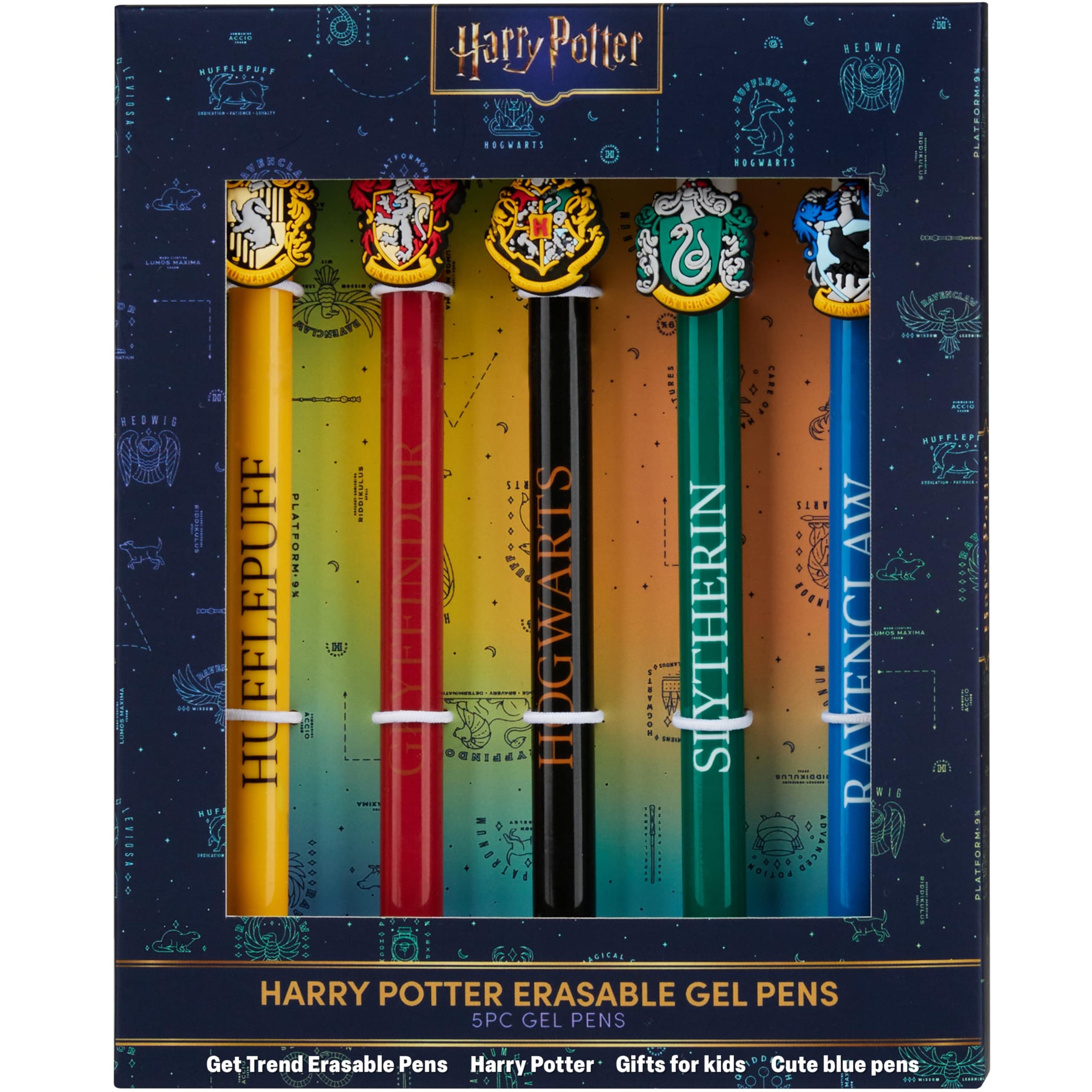 Stylos Harry Potter Effaçables Gel Kawaii pour Enfant Scolarité Encre Bleue (Lot de 5)
