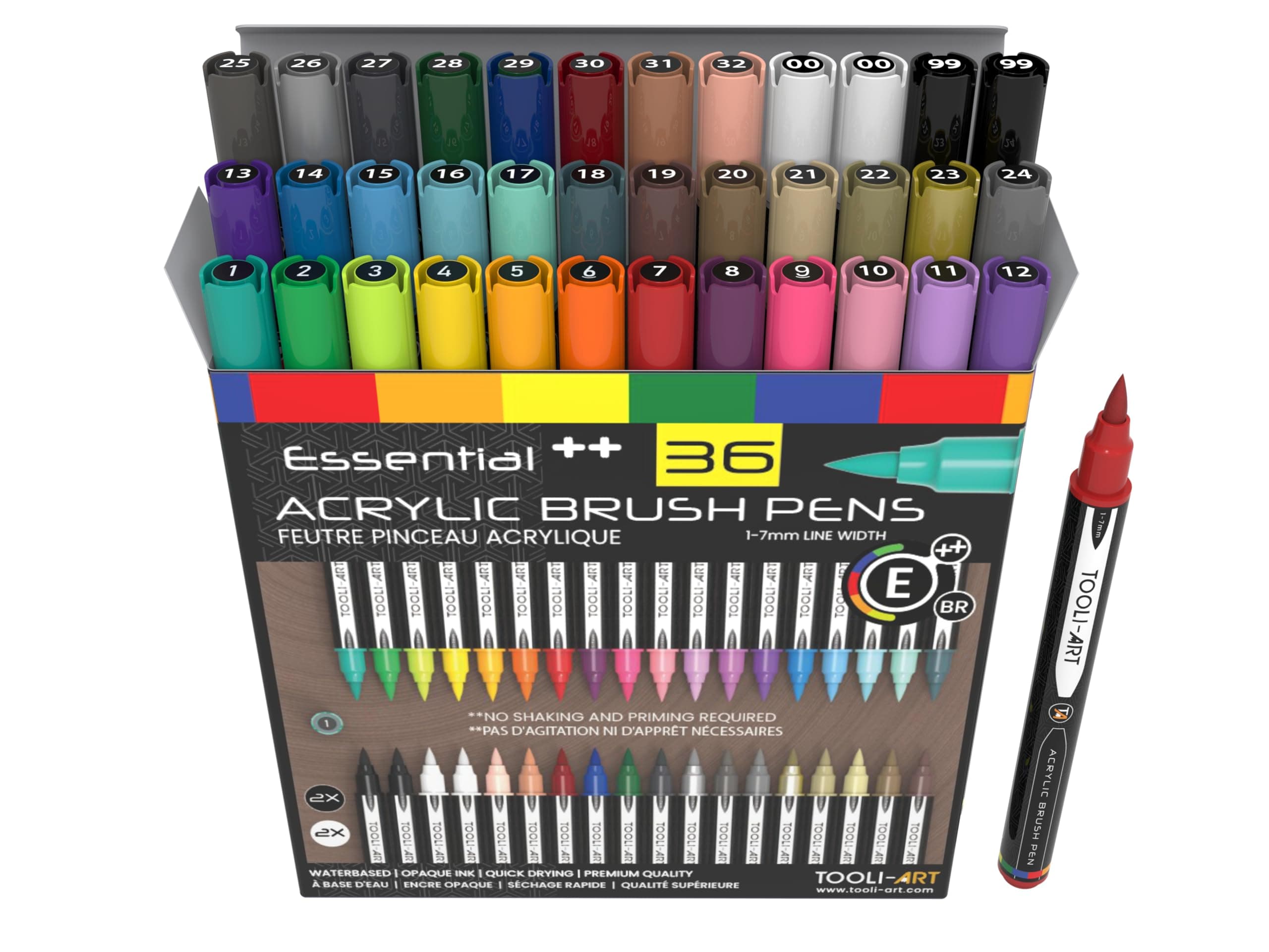 Lot de 36 marqueurs acryliques souple 1-7 mm non toxiques pour lettrage et art