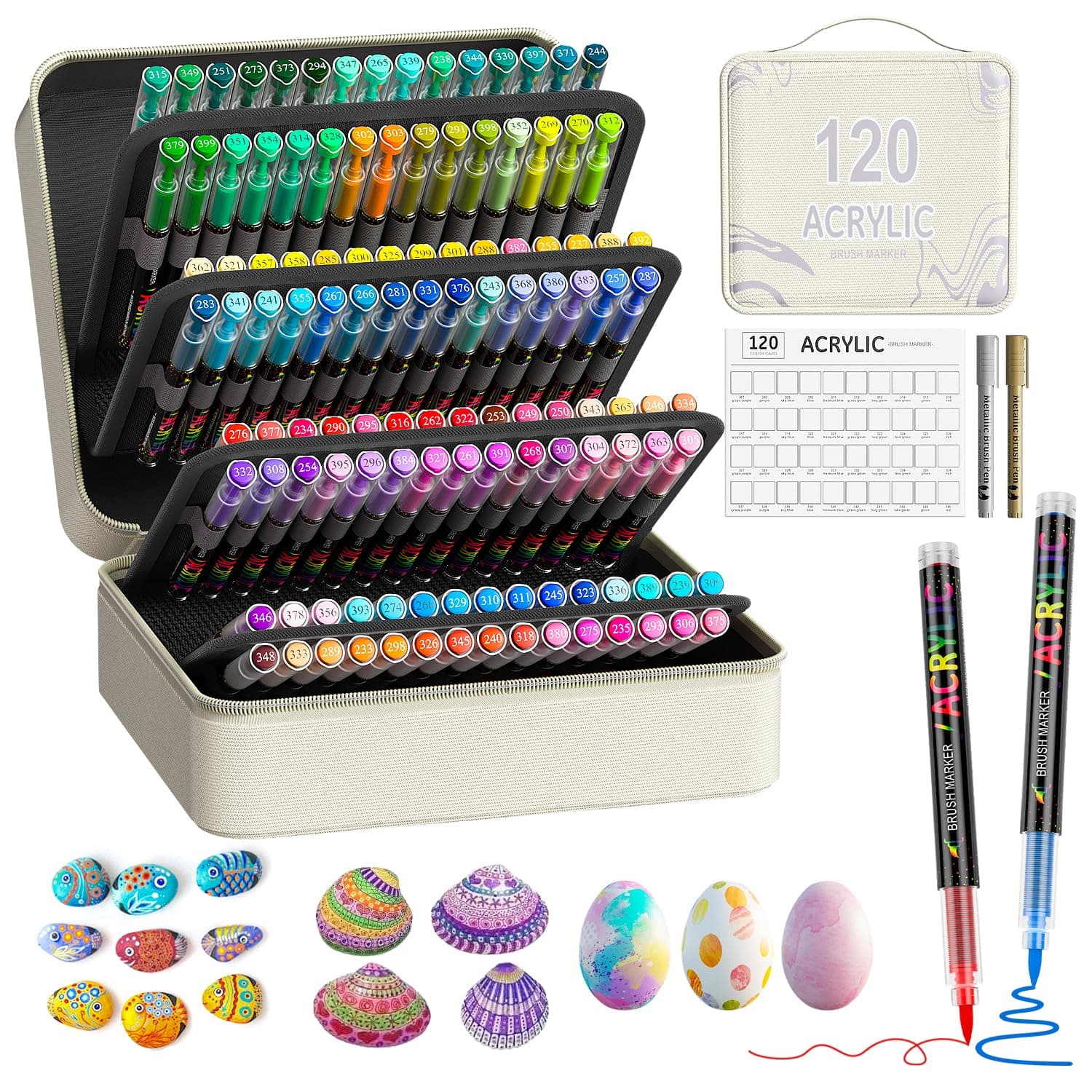 Feutres Acryliques TrendGate 122 Couleurs, Marqueurs Peinture pour Papier et Plus