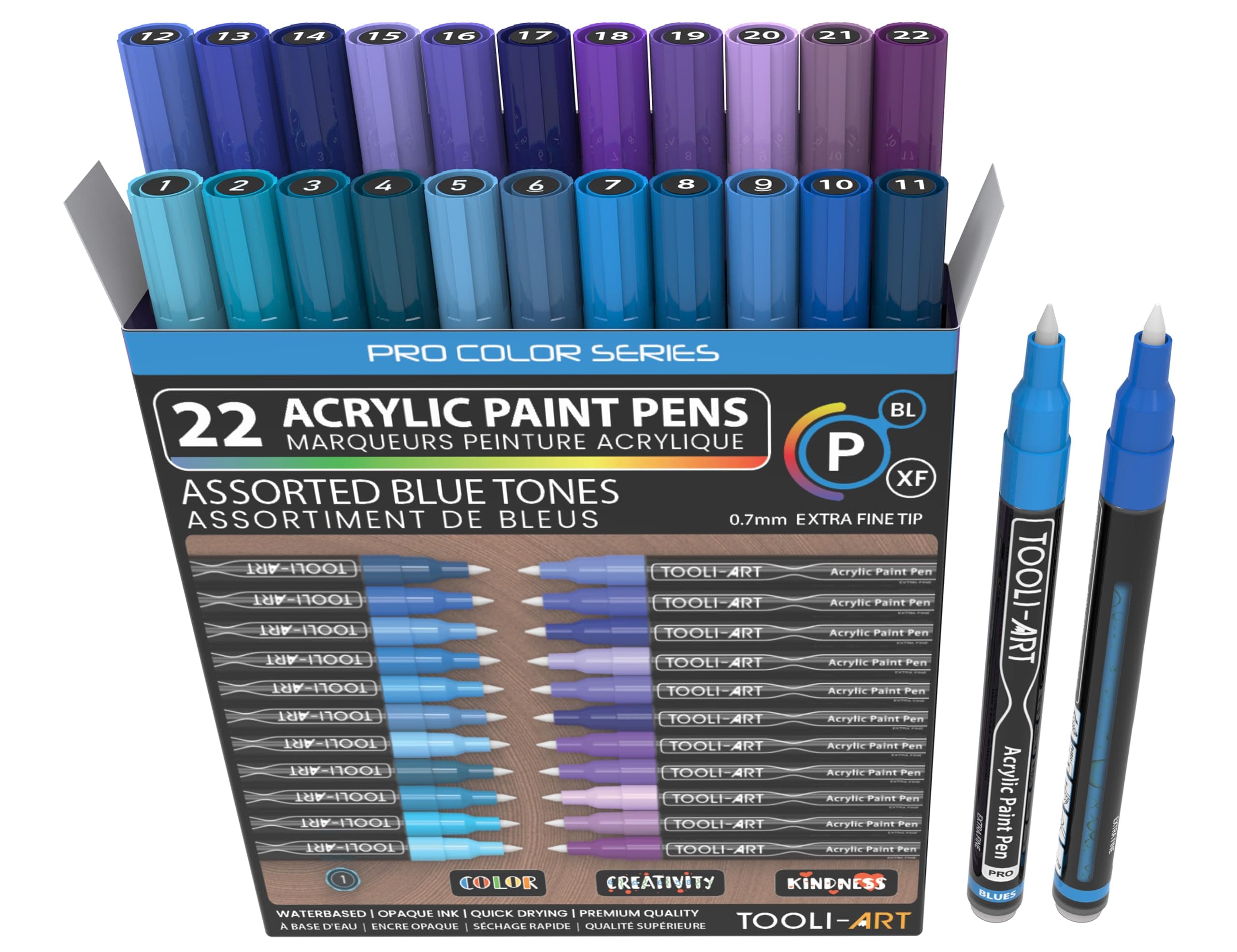 Marqueur acrylique Pro Color ensemble de 22 marqueurs assortis 0,7 mm non toxique usage artiste débutant professionnel