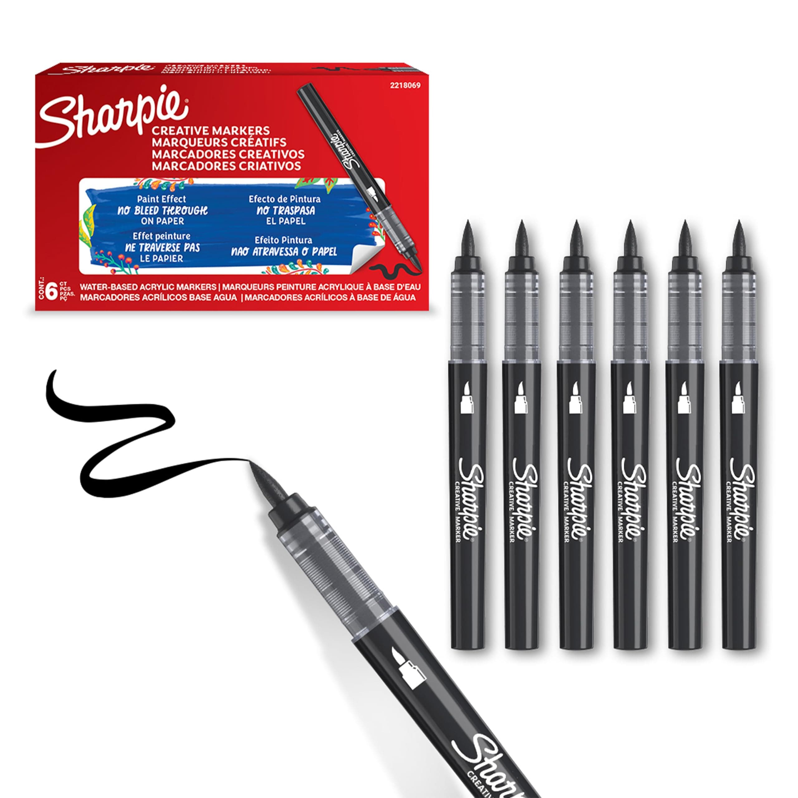 Sharpie ACRYLIC CREATIVE MARKER BRUSH TIP BLACK pour artistes à la recherche de précision en création artistique durante