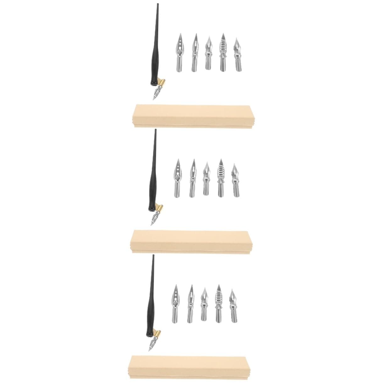 NUOBESTY Ensembles de 3 stylos inclinés pastel encrés trousse pratique Métal pour dessinateurs en herbe
