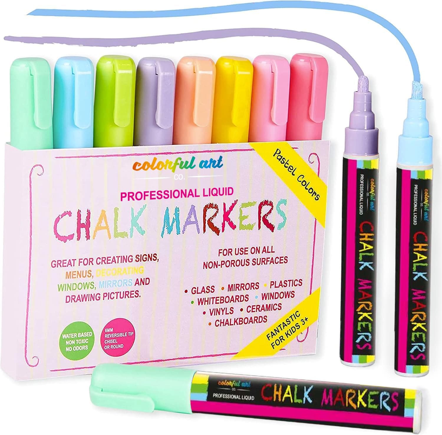 Stylos à craie réversibles fine/biseautée Marque - Menus, bistro, fenêtres, miroirs