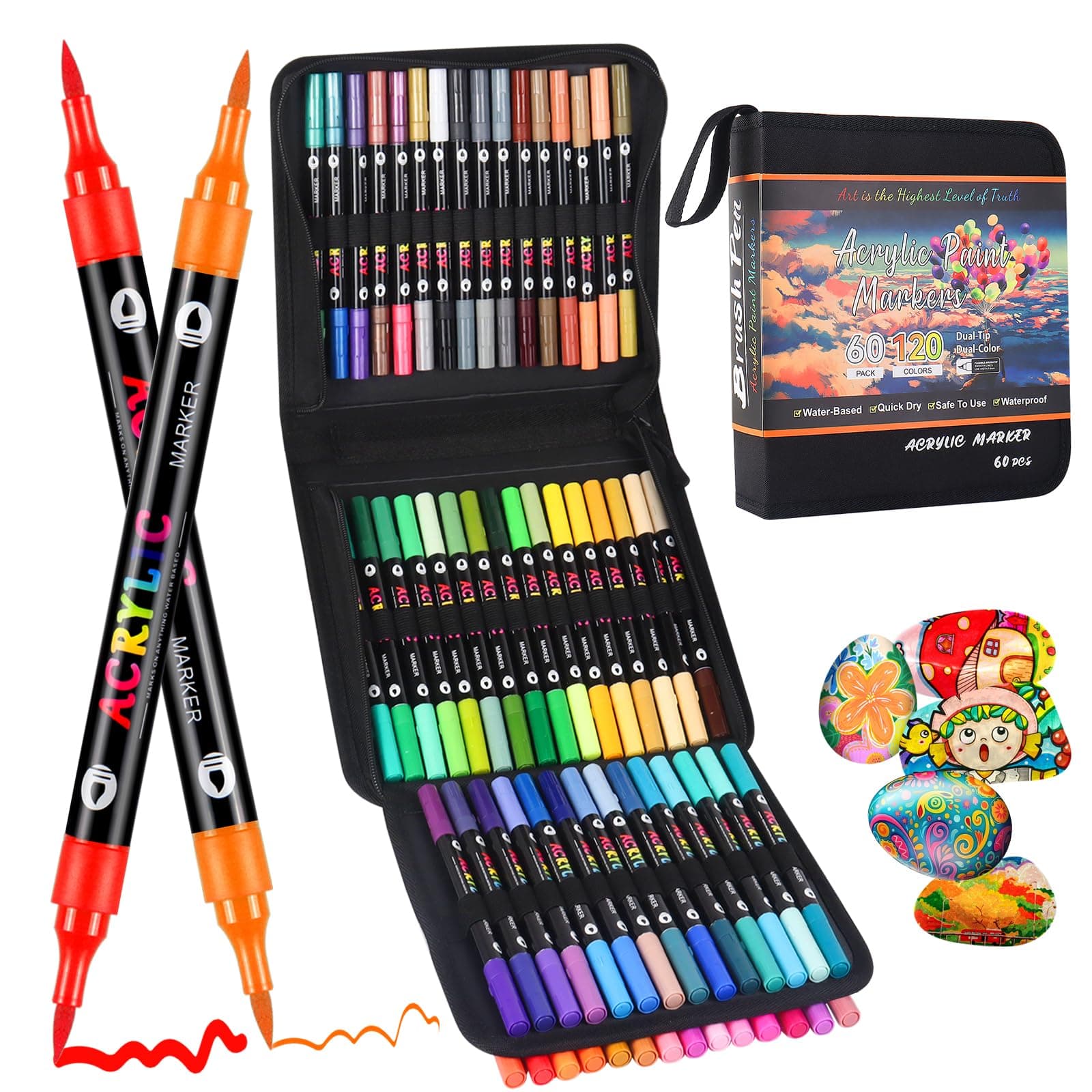 Marqueurs Peinture Acrylique 120 Couleurs Patamiyar pour Roche Verre Papier