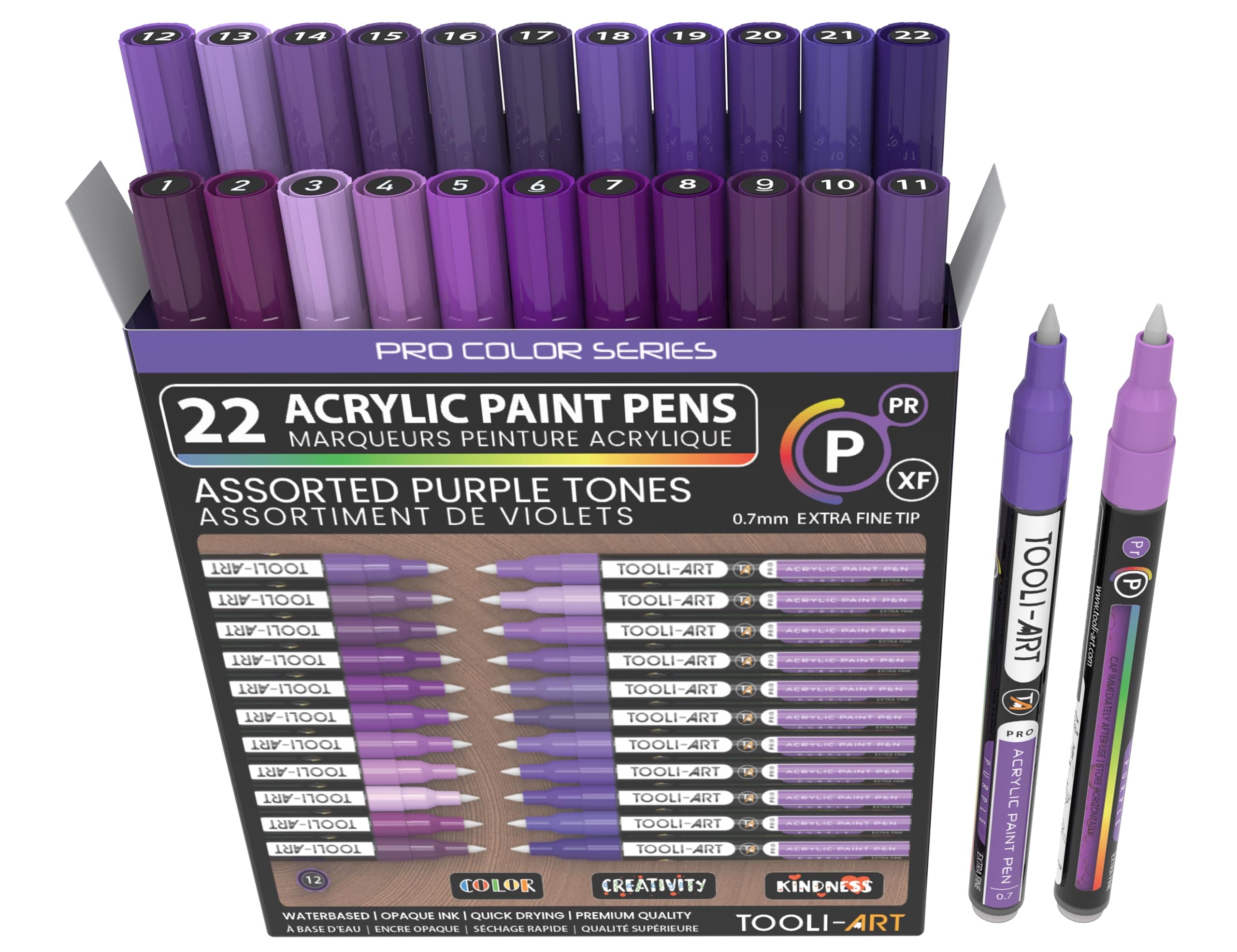 Marqueurs acryliques Lot de 22 - Pointe 0,7 mm - Non toxiques - Séchage à l'air libre - Idéaux pour peinture sur pierre,