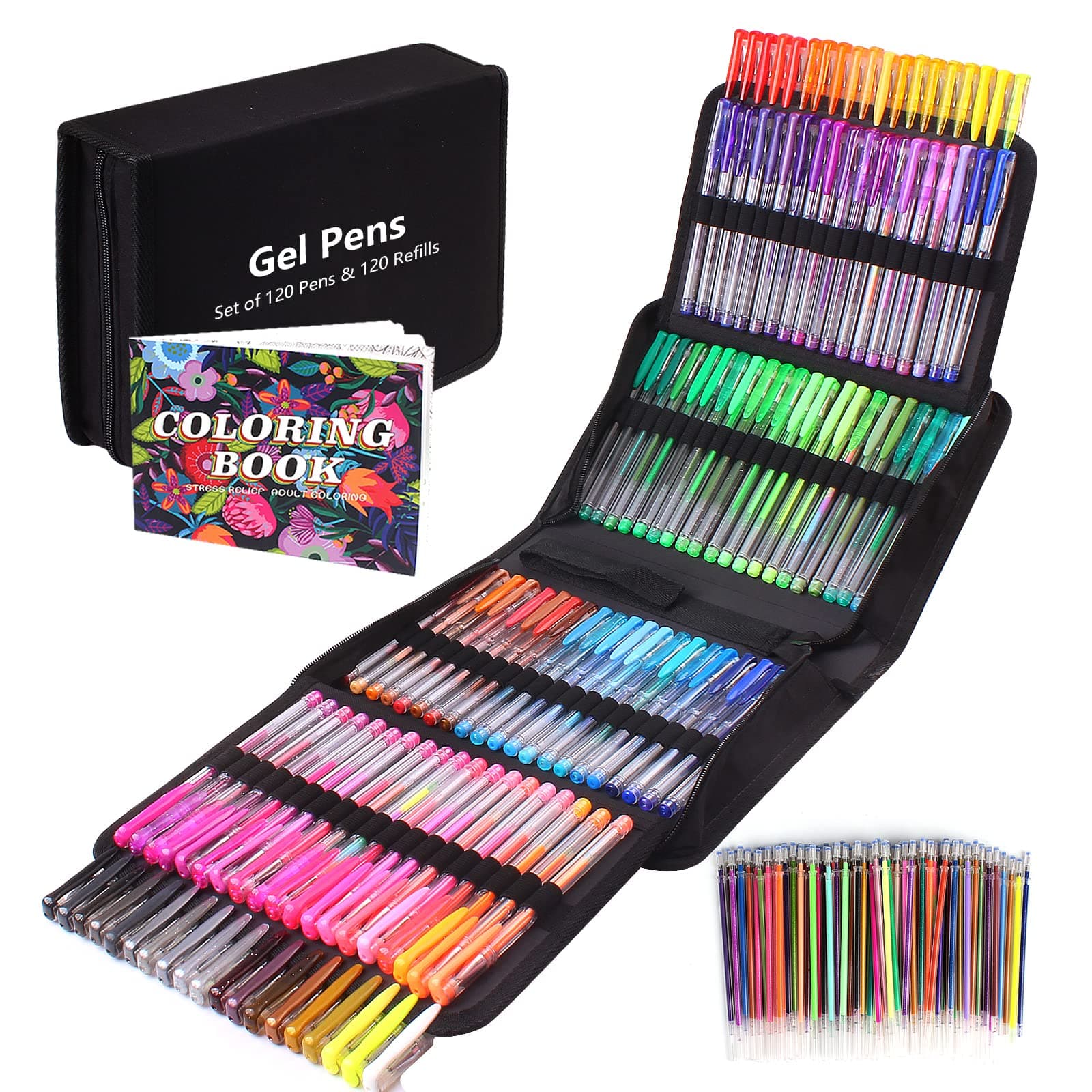Gunsamg Stylo Gel Coloriage 240 Pièces, 120 Recharges Pailletées pour Enfants, Idéaux pour Livre de Coloriage et Dessin